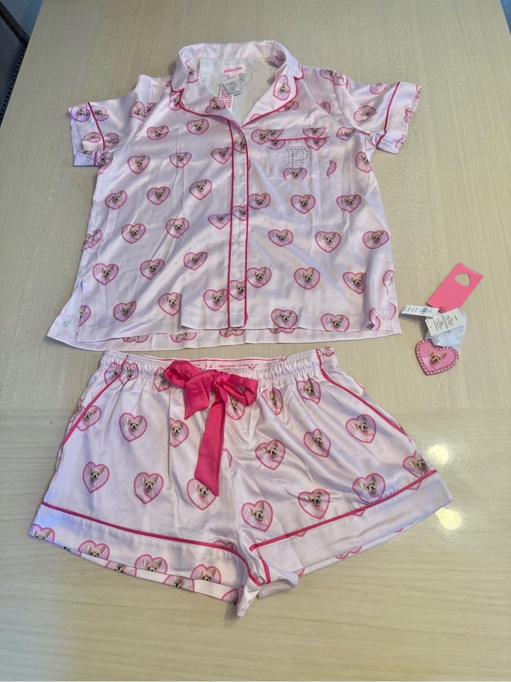 🐕 Legally Blonde Victoria's Secret Pink Satin Short Pajama Set Elle Woods Dog S